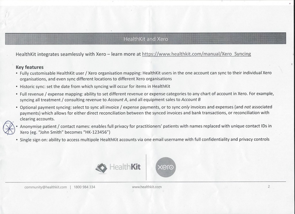 Xero and HealthKit integration